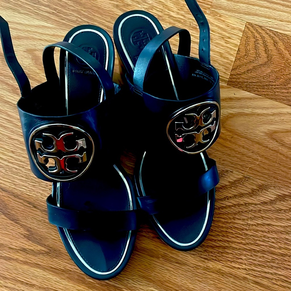 Black Tory Butch wedges